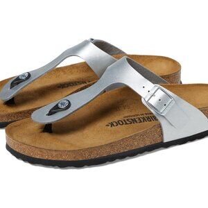 Women's NEW Birkenstock Gizeh Birko-Flor in Metallic Silver Size 39
